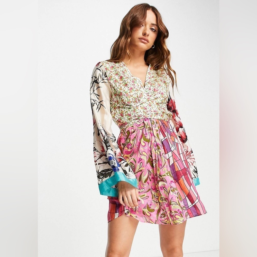 NWT River Island mixed floral print mini dress | size 12